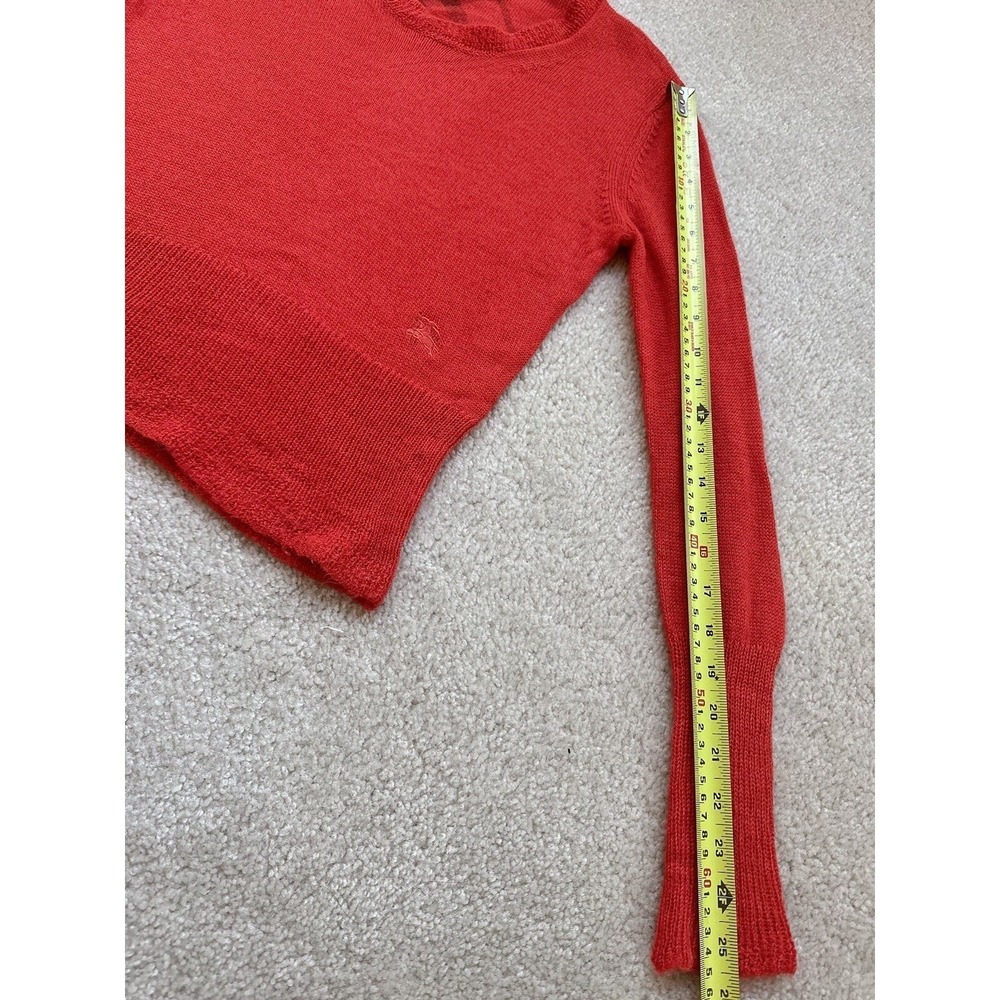 Burberry Women 100% Alpaca Sweater Size L Sweater Elbow Special Knit Orange - Picture 8 of 10